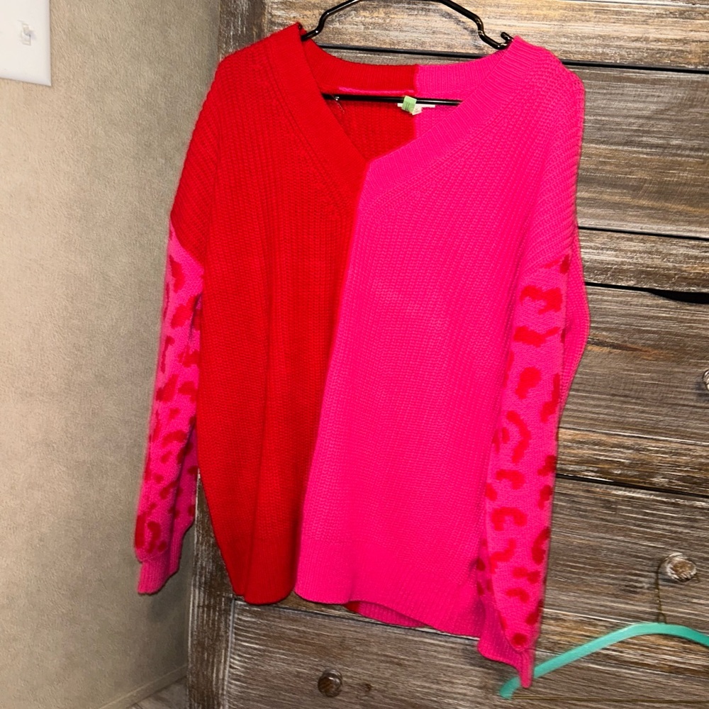 JODIFL Boutique Pink & Red Sweater